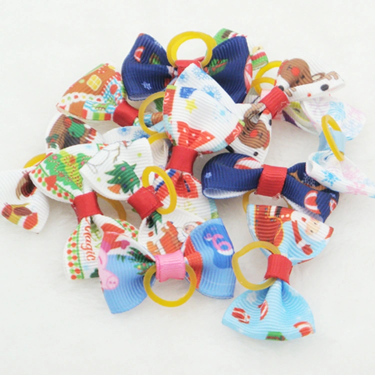 Christmas Pet Cute Bowtie Elastic Band Dog Hair Decorations Accessories