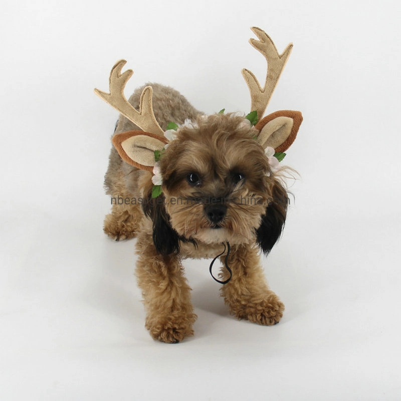 Dog Elk Antler Reindeer Hat Cap Dog Cat Pet Christmas Costume Outfits Small Big Dog Hat Headwear Hair Grooming Accessories Esg12536